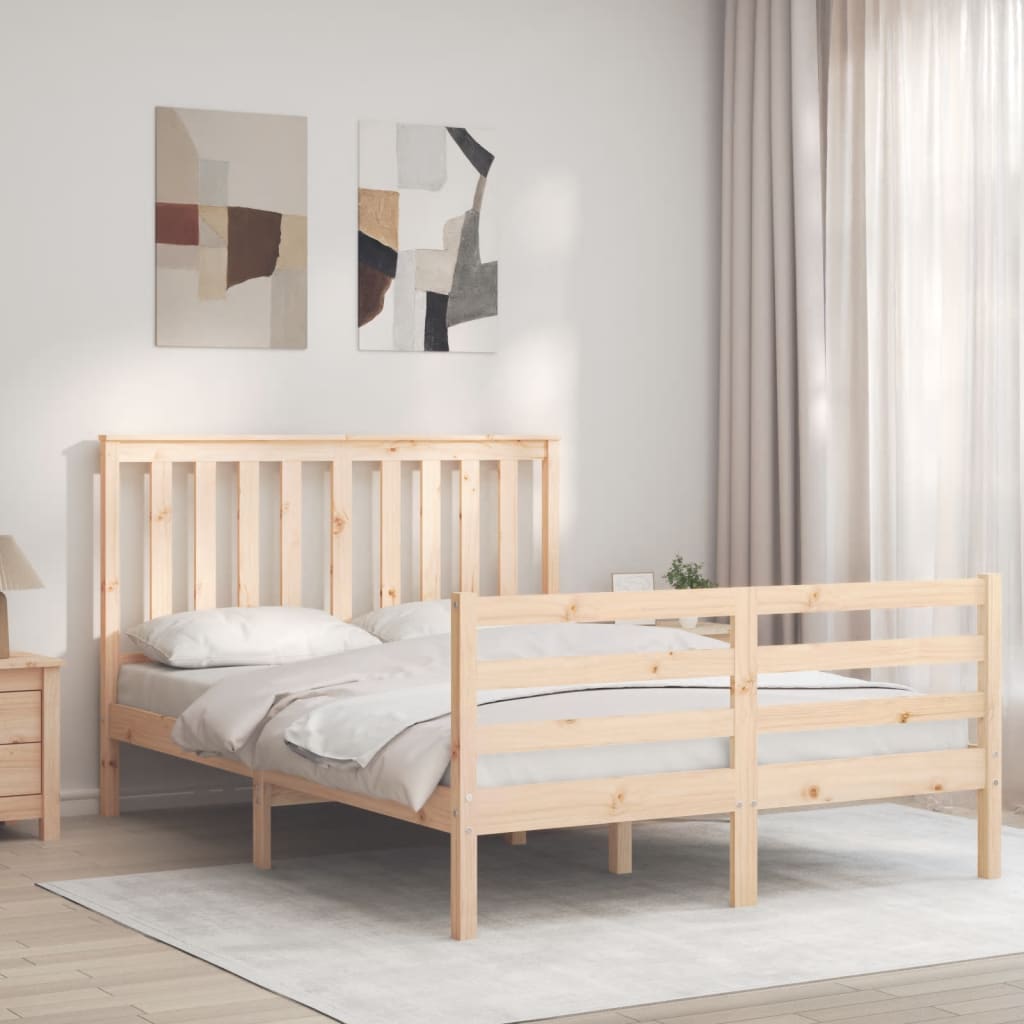 vidaXL Estrutura de cama de casal c/ cabeceira madeira maciça