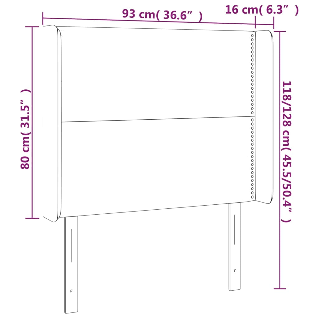 vidaXL Cabeceira cama c/ abas tecido 93x16x118/128cm cinza-acastanhado