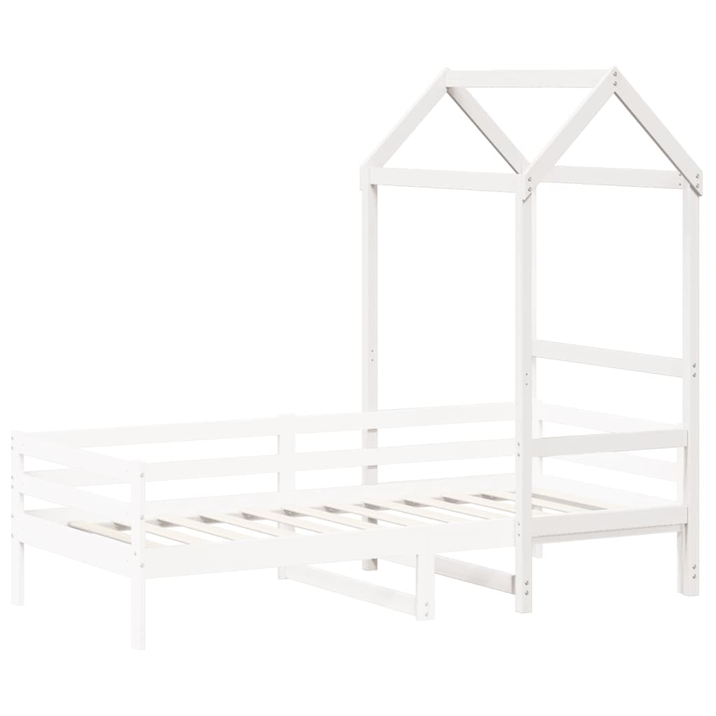 vidaXL Telhado de cama infantil 98x70x176,5 cm pinho maciço branco