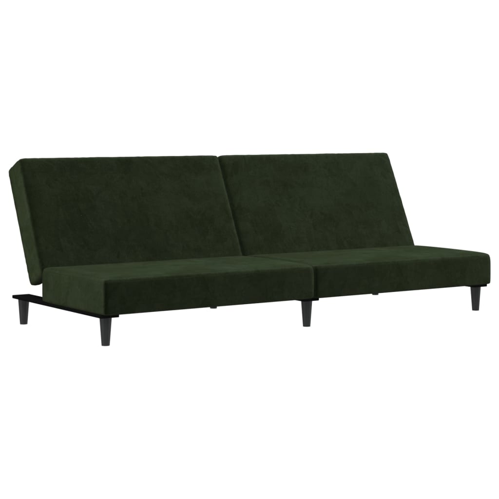 vidaXL Sofá-cama de 2 lugares veludo verde-escuro