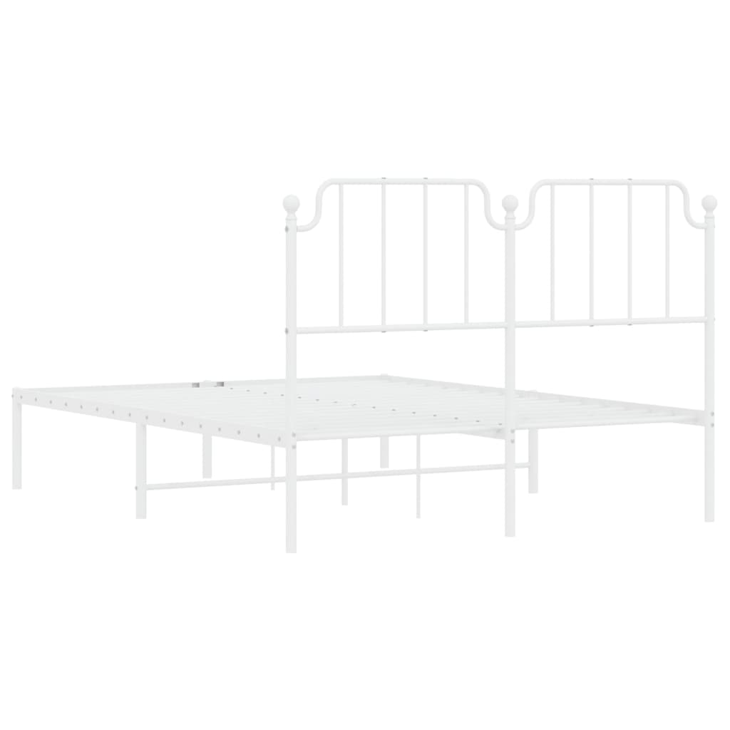 vidaXL Estrutura de cama com cabeceira 140x190 cm metal branco