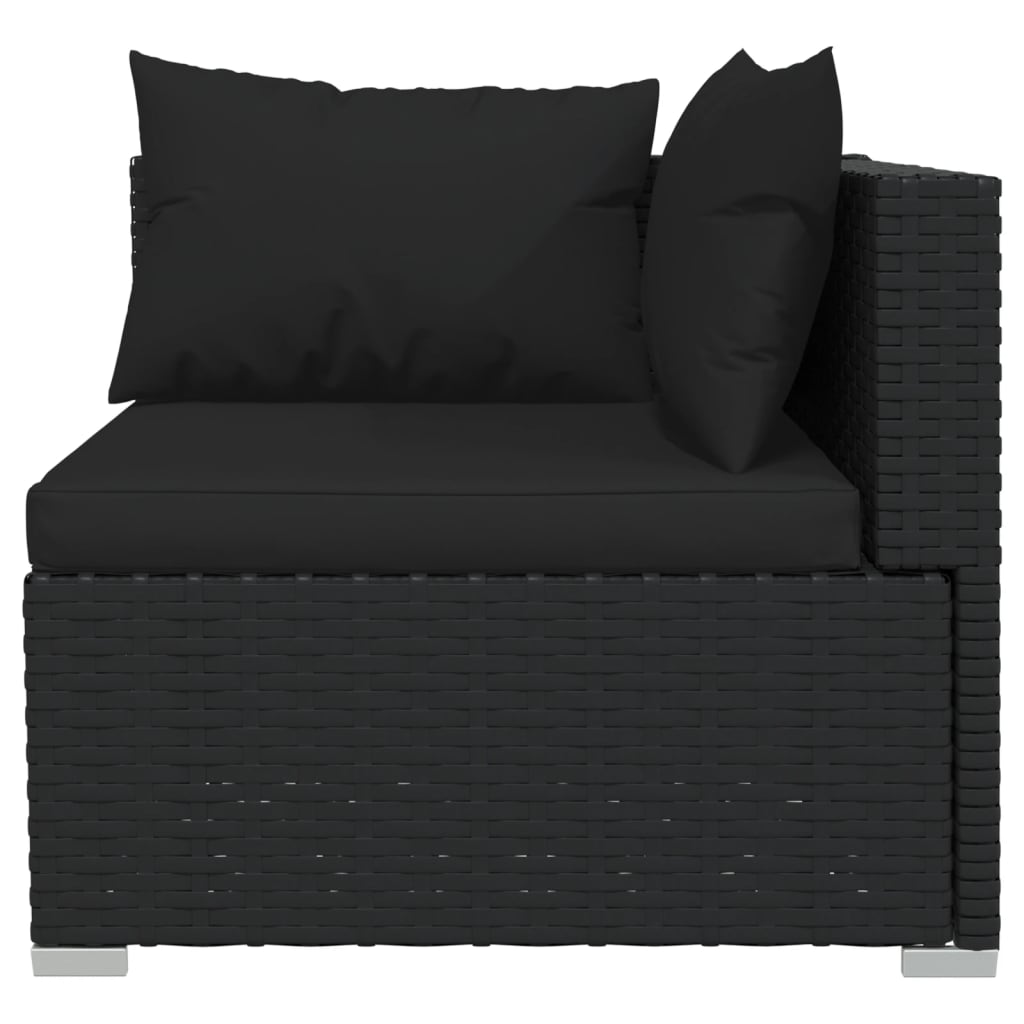 vidaXL 12 pcs conjunto lounge de jardim c/ almofadões vime PE preto