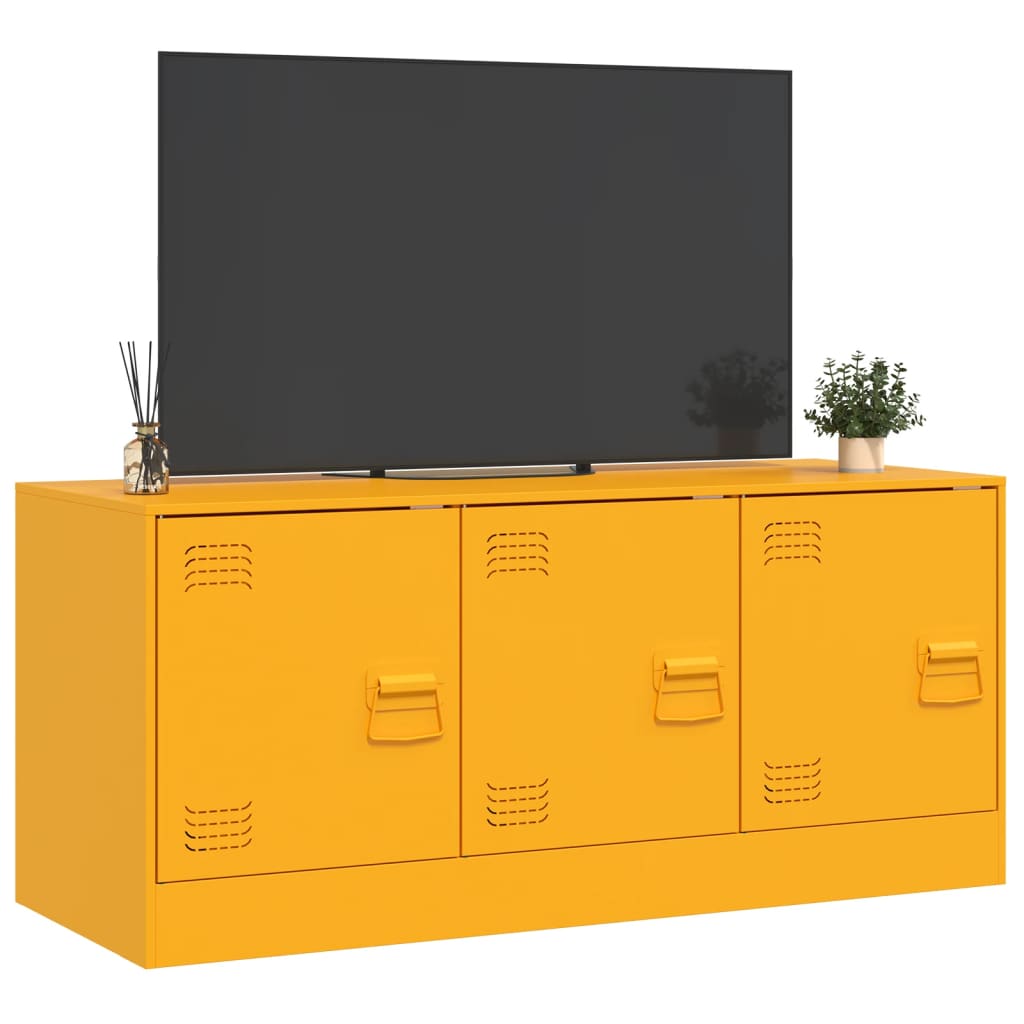 vidaXL Móvel de TV 99x39x44 cm aço amarelo mostarda