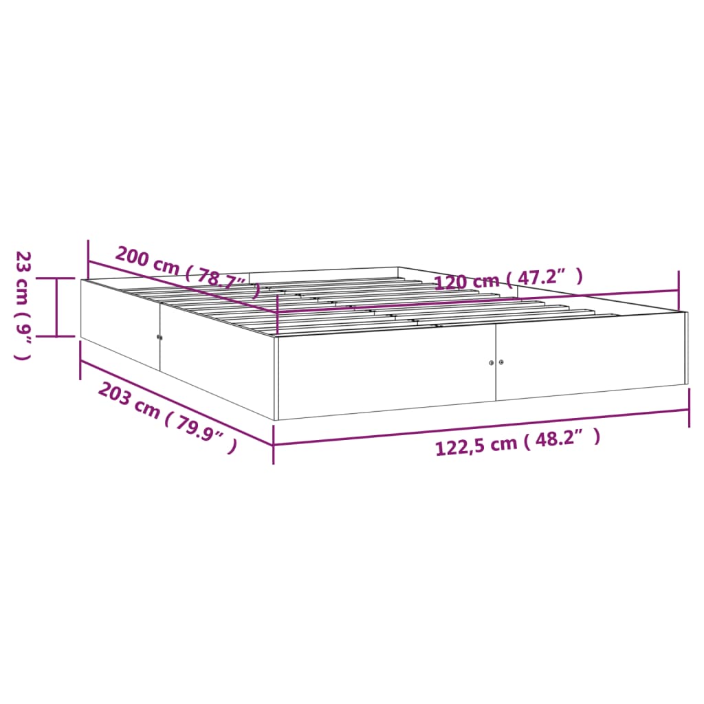 vidaXL Estrutura de cama 120x200 cm madeira maciça castanho mel