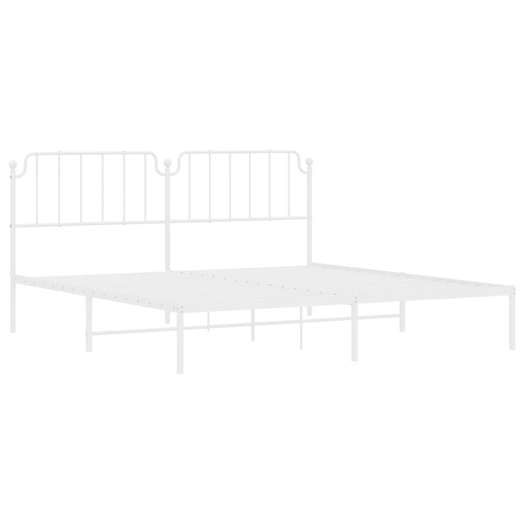 vidaXL Estrutura de cama com cabeceira 193x203 cm metal branco