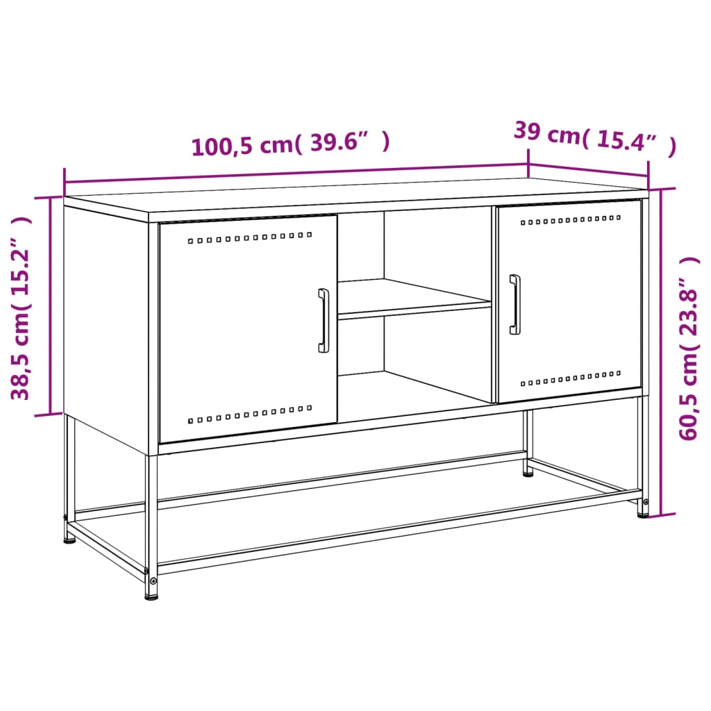 vidaXL Móvel de TV 100,5x39x60,5 cm aço rosa