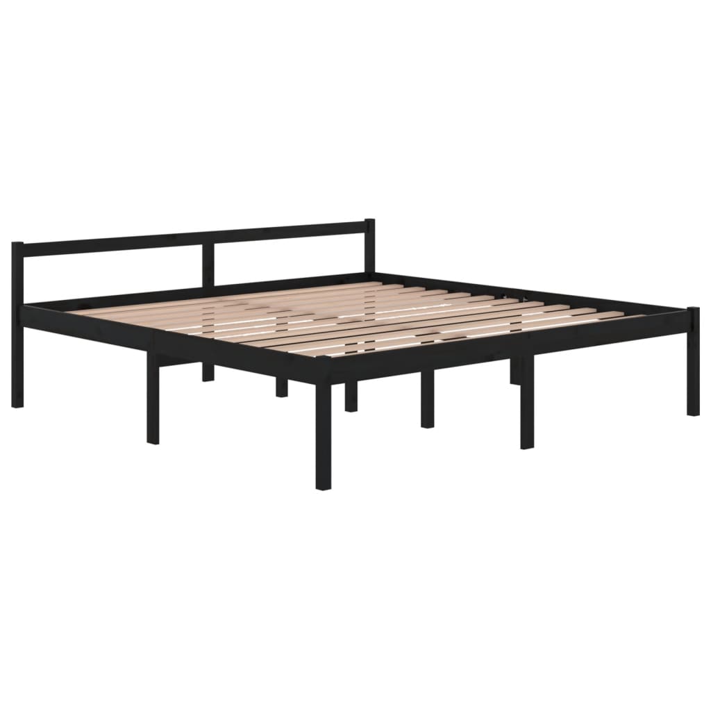 vidaXL Cama para idosos 200x200 cm pinho maciço preto