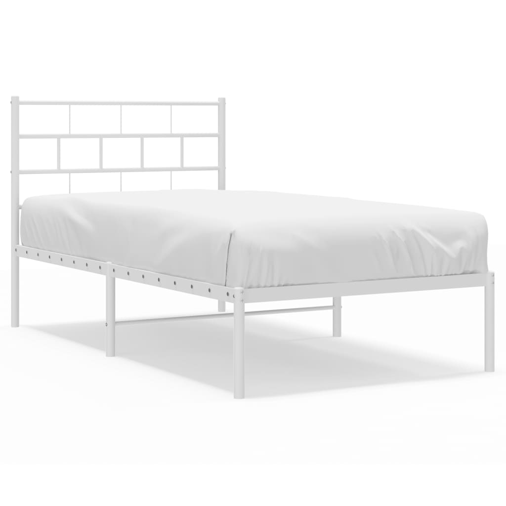 vidaXL Estrutura de cama com cabeceira 100x190 cm metal branco