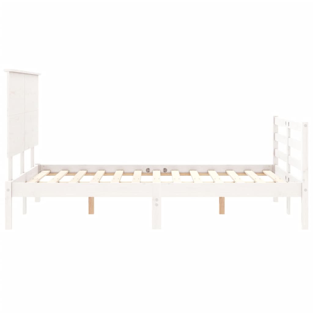 vidaXL Estrutura de cama com cabeceira 140x200cm madeira maciça branco