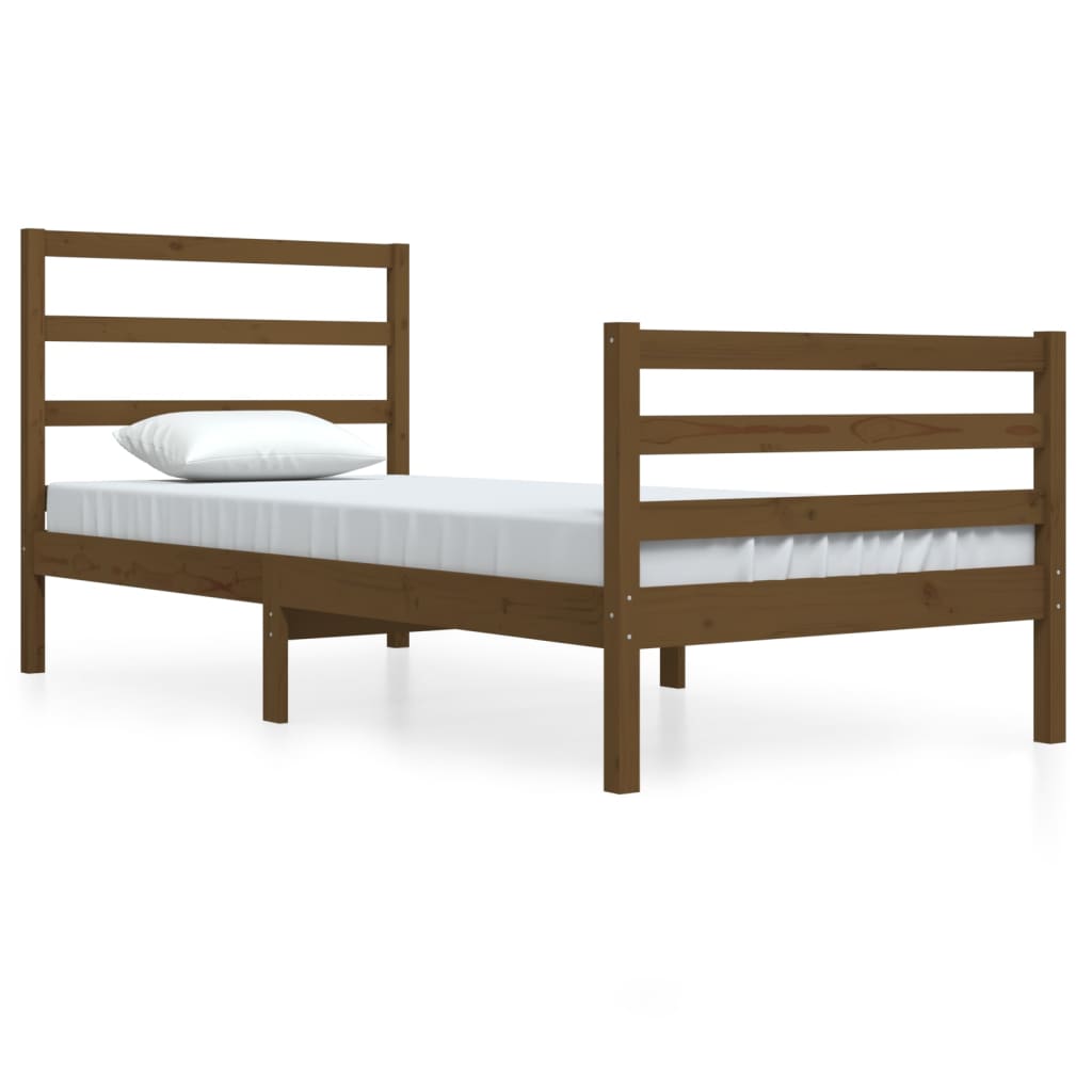 vidaXL Estrutura de cama 90x200 cm pinho maciço castanho mel