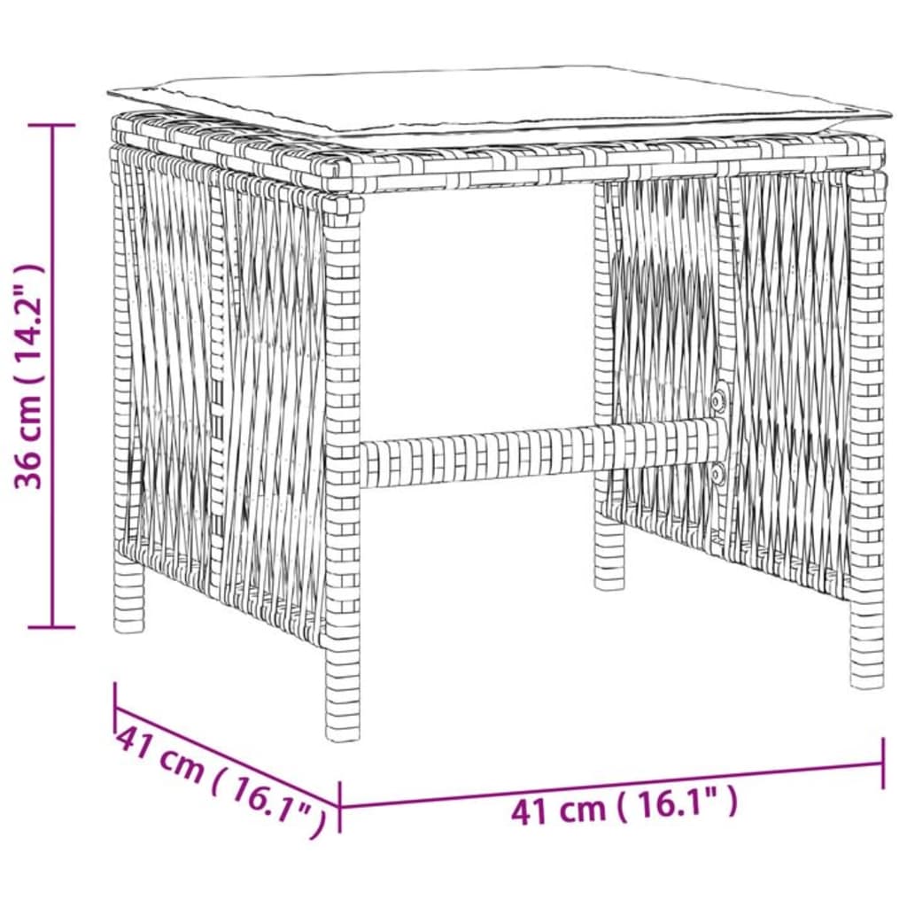 vidaXL Bancos jardim com almofadões 4 pcs 41x41x36 cm vime PE castanho