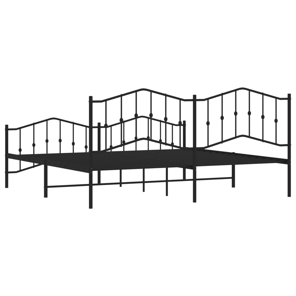 vidaXL Estrutura de cama com cabeceira e pés 193x203 cm metal preto