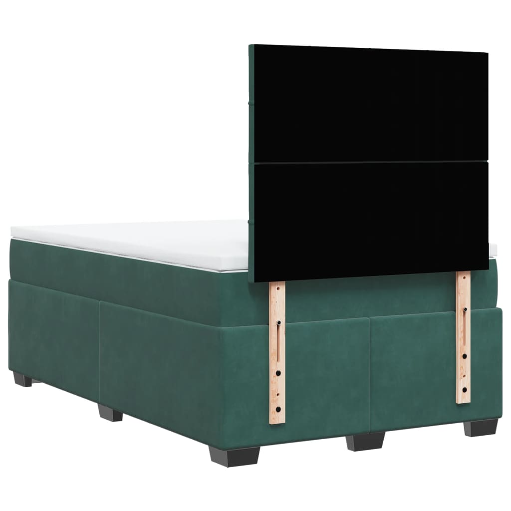 vidaXL Cama boxspring com colchão 120x200 cm veludo verde-escuro