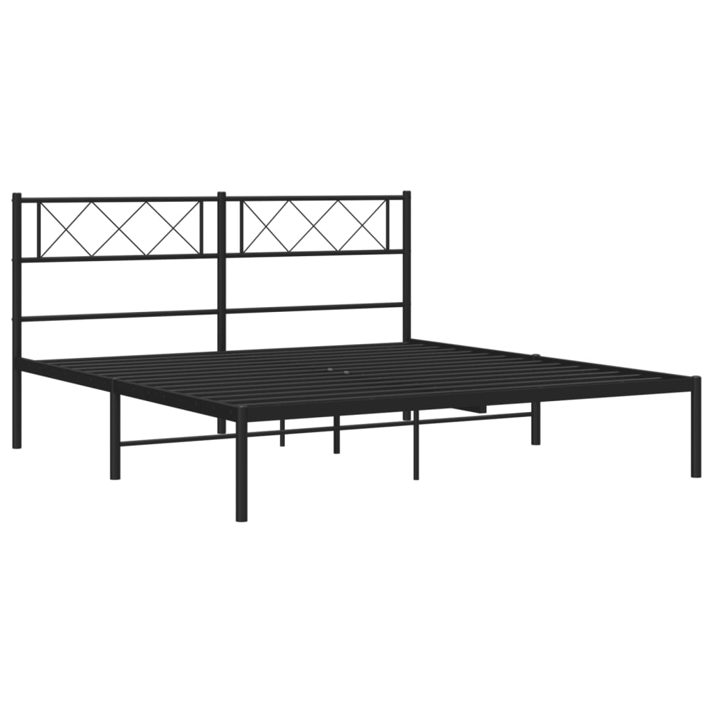 vidaXL Estrutura de cama com cabeceira 120x190 cm metal preto