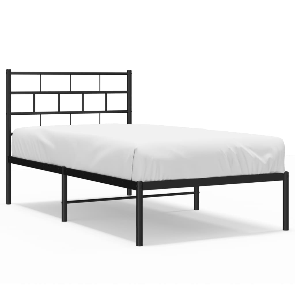 vidaXL Estrutura de cama com cabeceira 90x200 cm metal preto