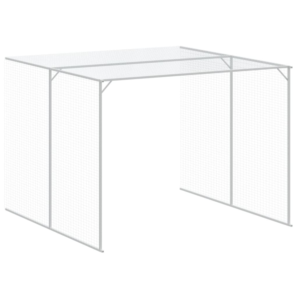 vidaXL Casota cães c/ parque 214x457x181 cm aço galvaniz. cinza-claro