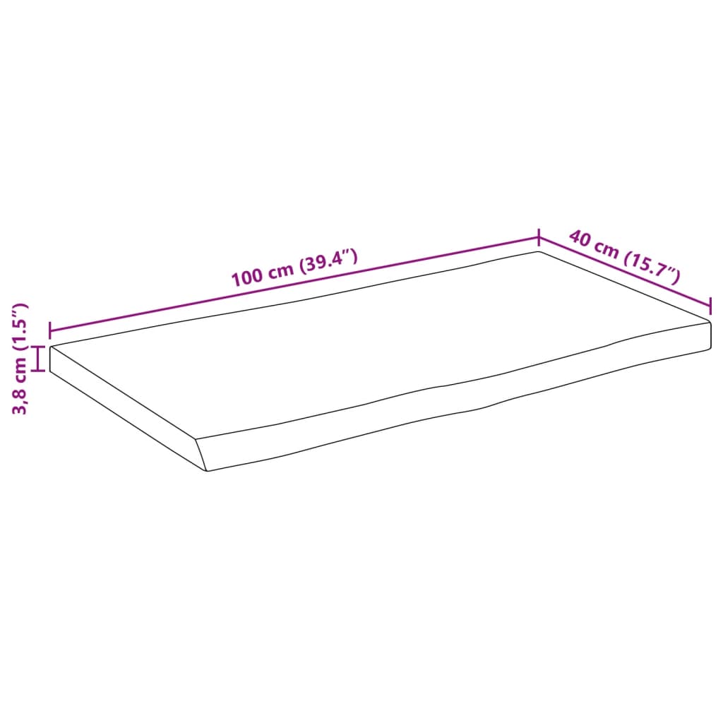 vidaXL Tampo de mesa c/ borda viva 100x40x3,8 cm mangueira maciça