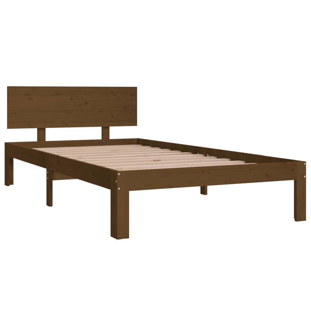 vidaXL Estrutura de cama 100x200 cm madeira pinho maciço castanho mel