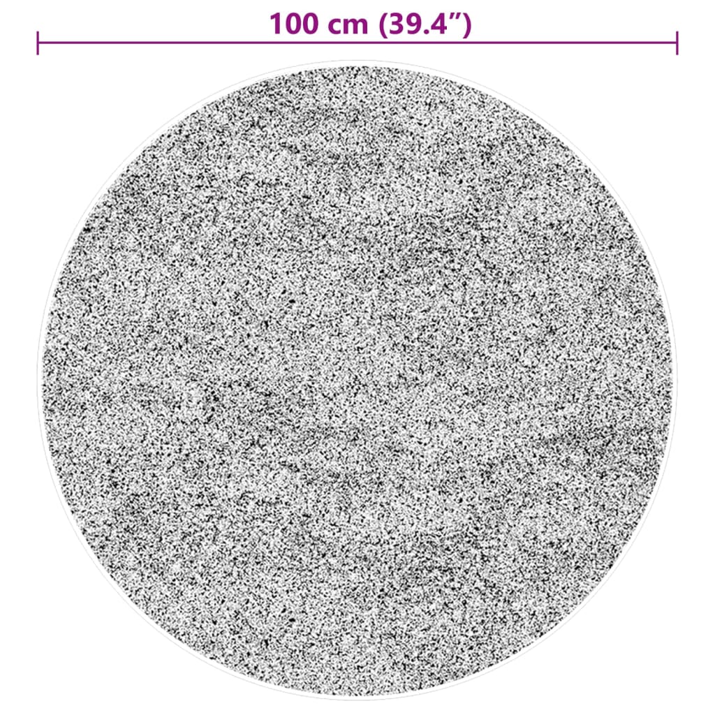 vidaXL Tapete pelo curto macio e lavável HUARTE Ø 100 cm cinzento