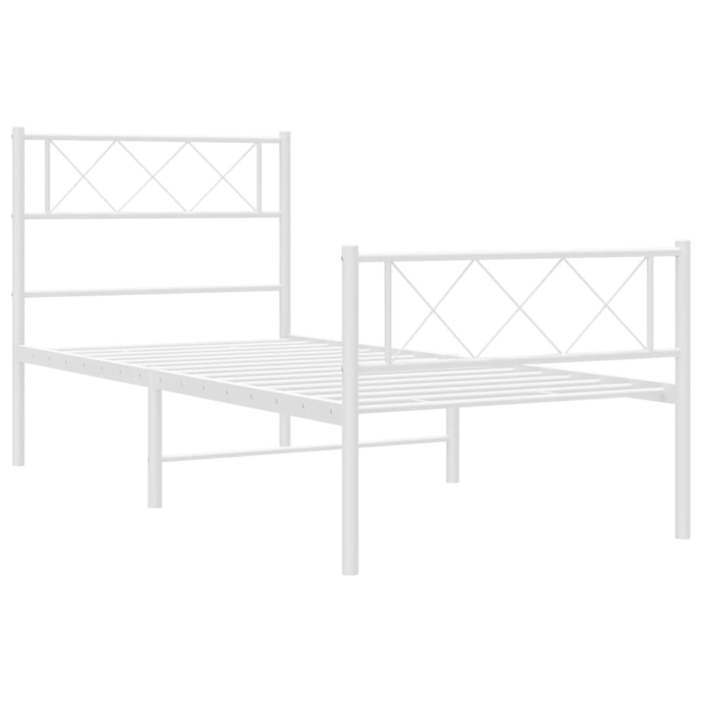 vidaXL Estrutura de cama com cabeceira e pés 100x200 cm metal branco