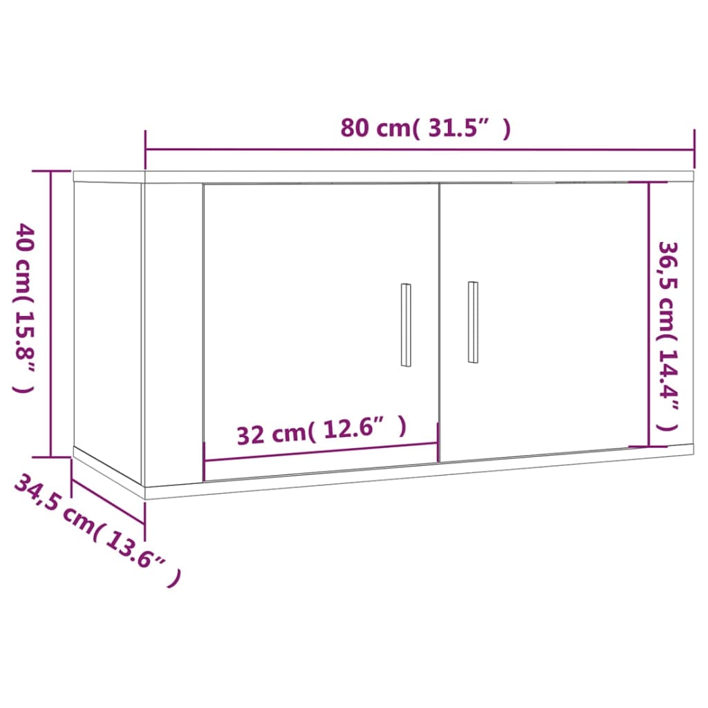 vidaXL Móveis de TV de parede 3 pcs 80x34,5x40 cm branco brilhante