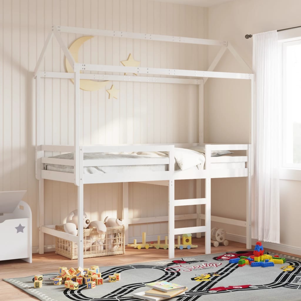 vidaXL Telhado de cama infantil 207x80,5x151,5 cm pinho maciço branco