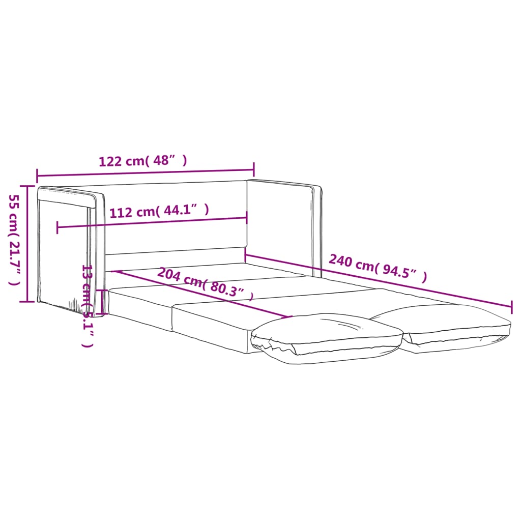 vidaXL Sofá-cama sem pés 122x204x55 cm veludo amarelo-escuro