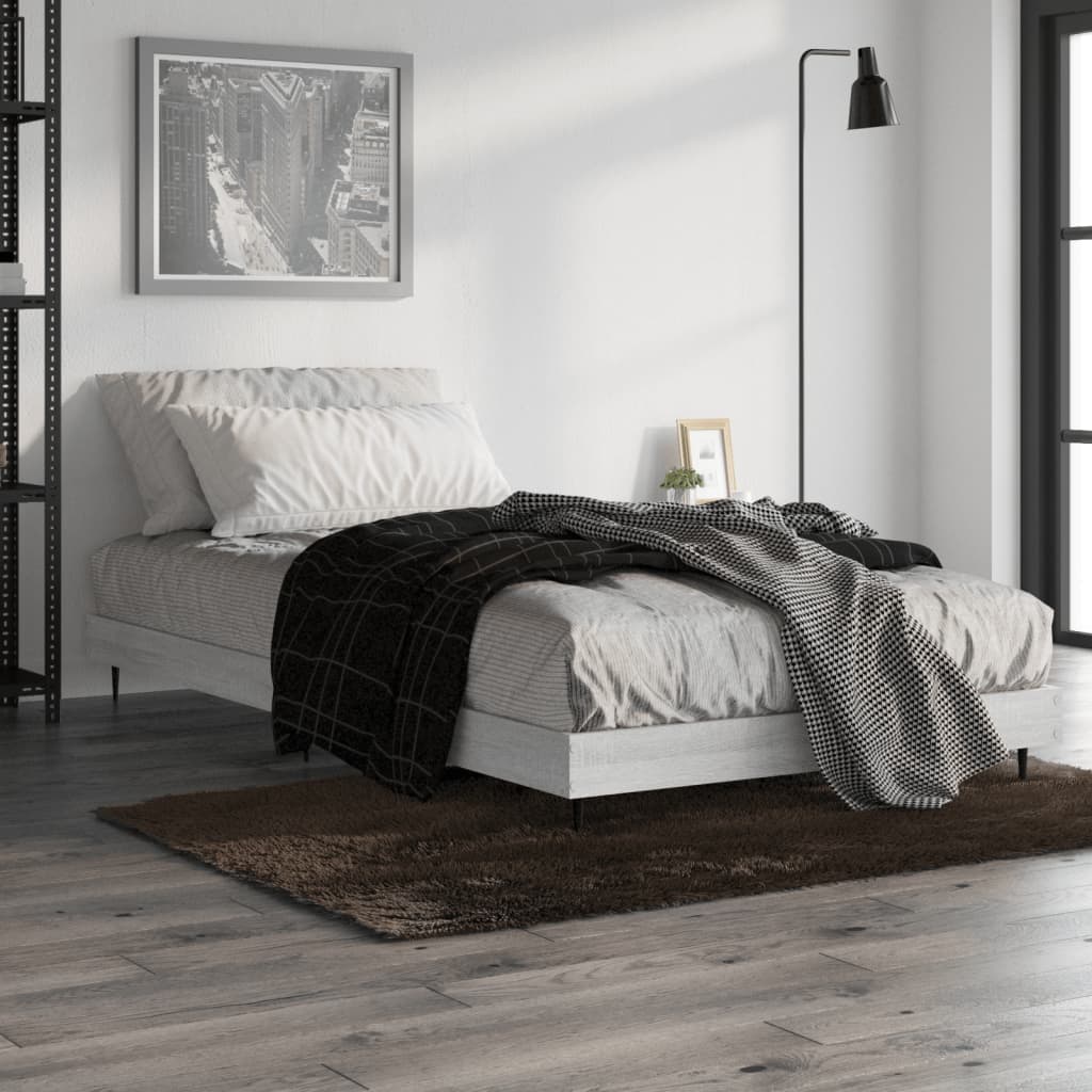 vidaXL Estrutura cama 100x200 cm derivados de madeira cinzento sonoma