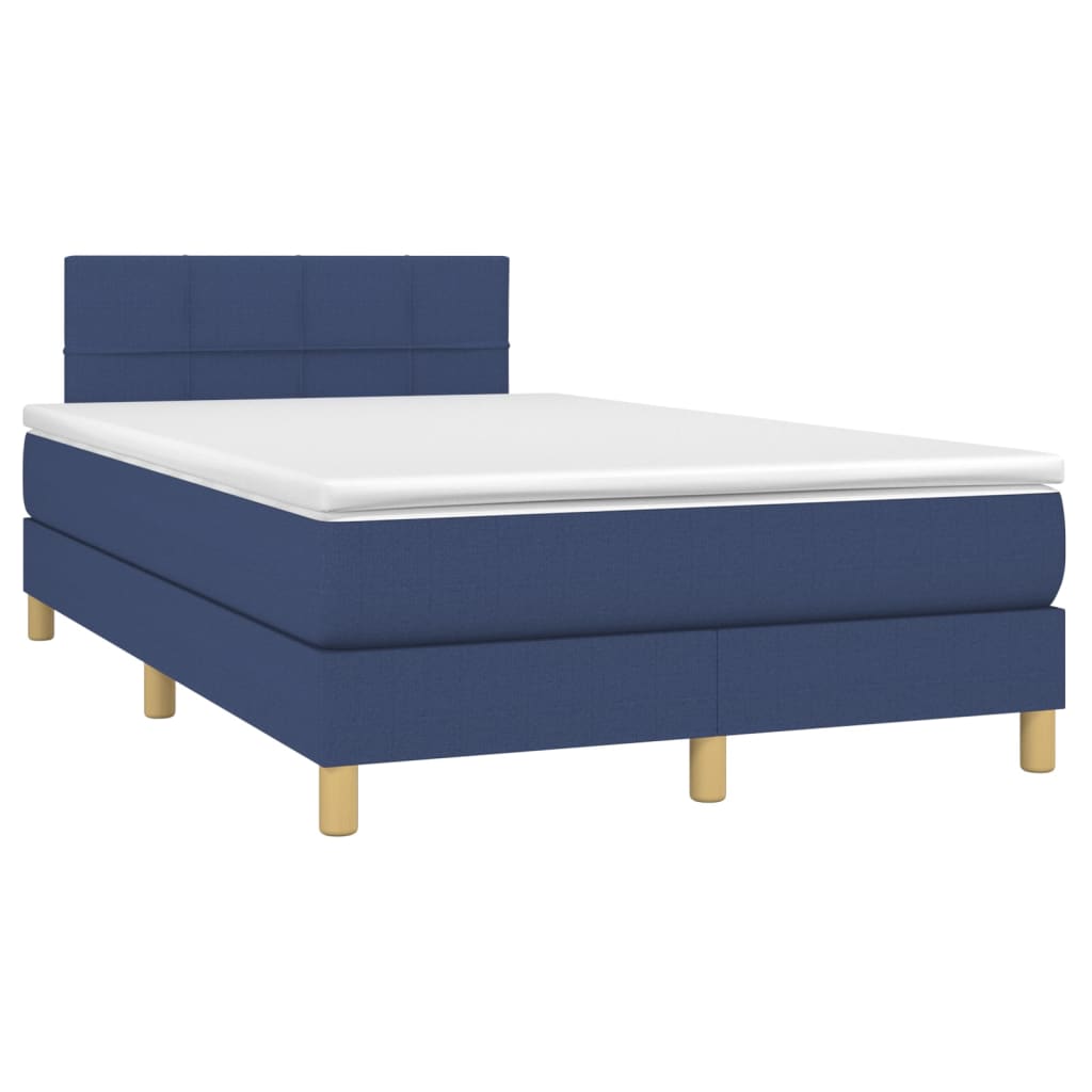 vidaXL Cama box spring c/ colchão e LED 120x200 cm tecido azul