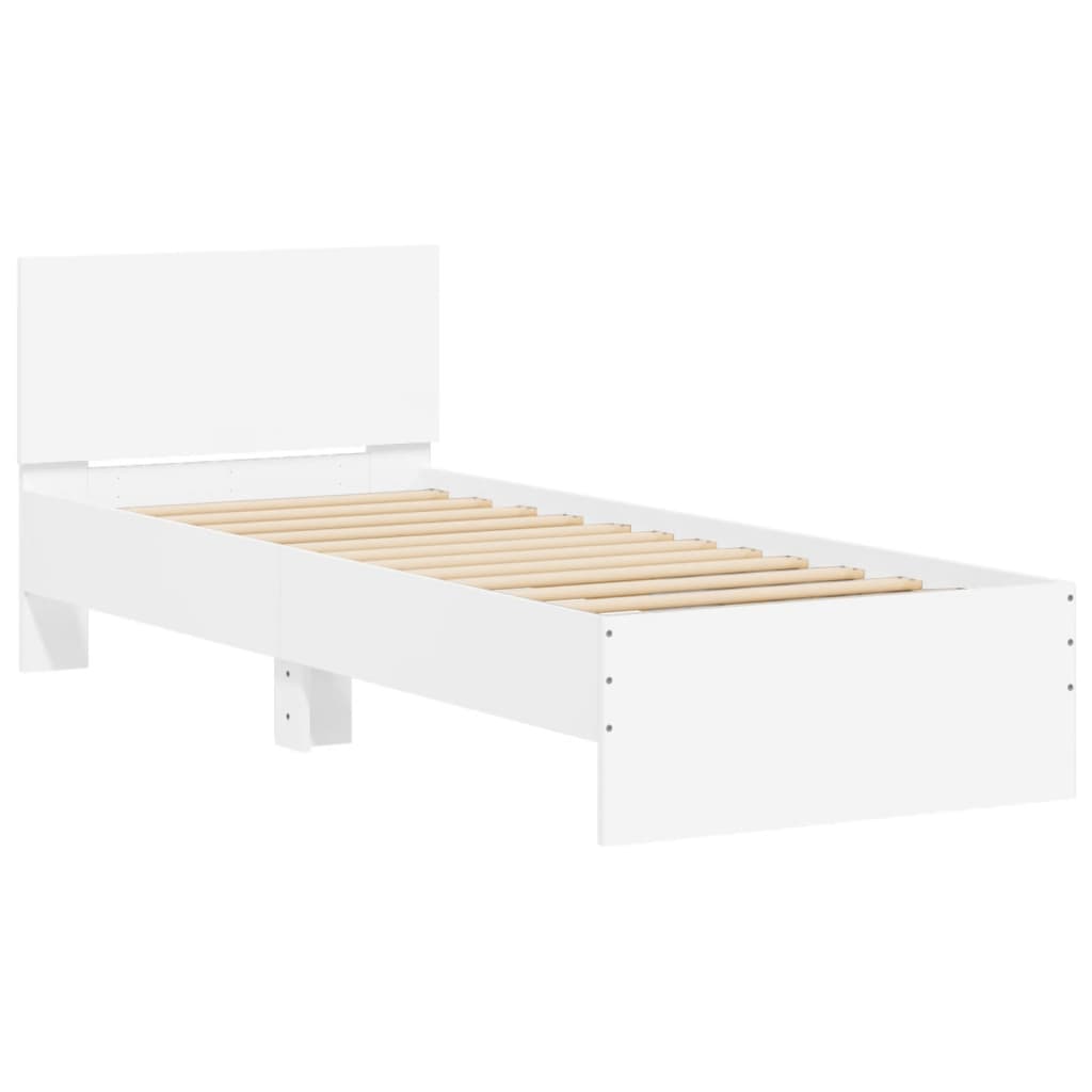 vidaXL Estrutura de cama c/ cabeceira 90x190 cm deriv. madeira branco