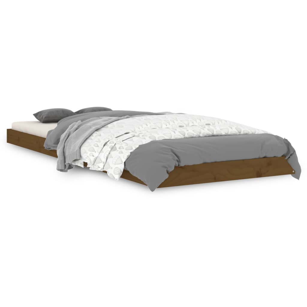 vidaXL Estrutura cama pequena solteiro 75x190 cm pinho castanho mel