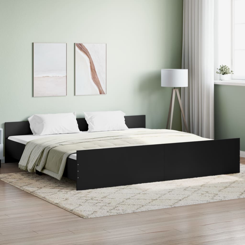 vidaXL Estrutura de cama c/ painéis cabeceira e pés 200x200 cm preto