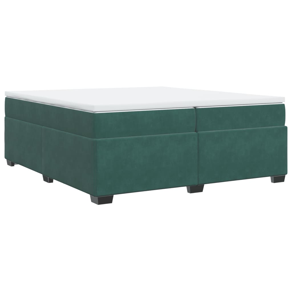 vidaXL Cama com molas/colchão 200x200 cm veludo verde-escuro