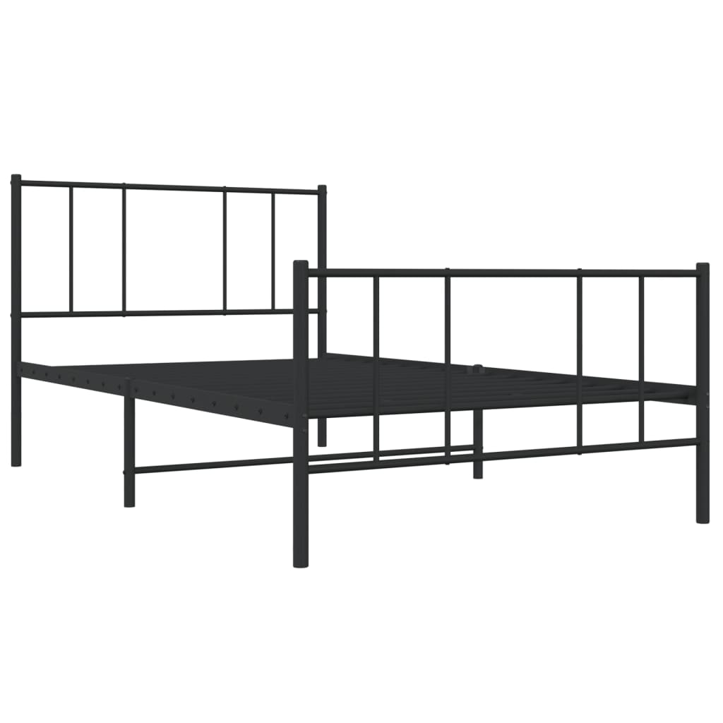 vidaXL Estrutura de cama com cabeceira e pés 100x190 cm metal preto