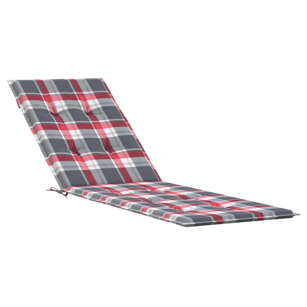 vidaXL Almofadão cadeira de terraço (75+105)x50x4 cm xadrez vermelho