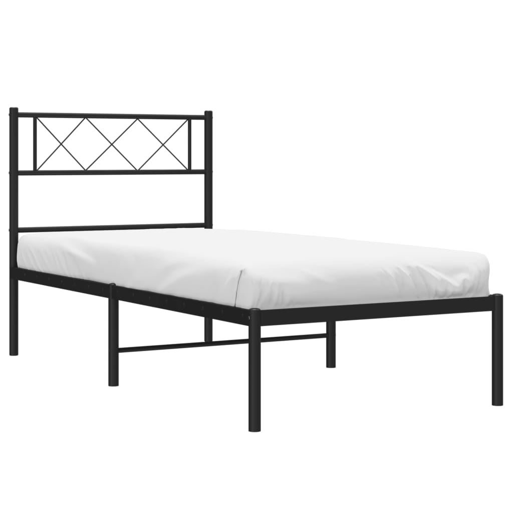 vidaXL Estrutura de cama com cabeceira 80x200 cm metal preto