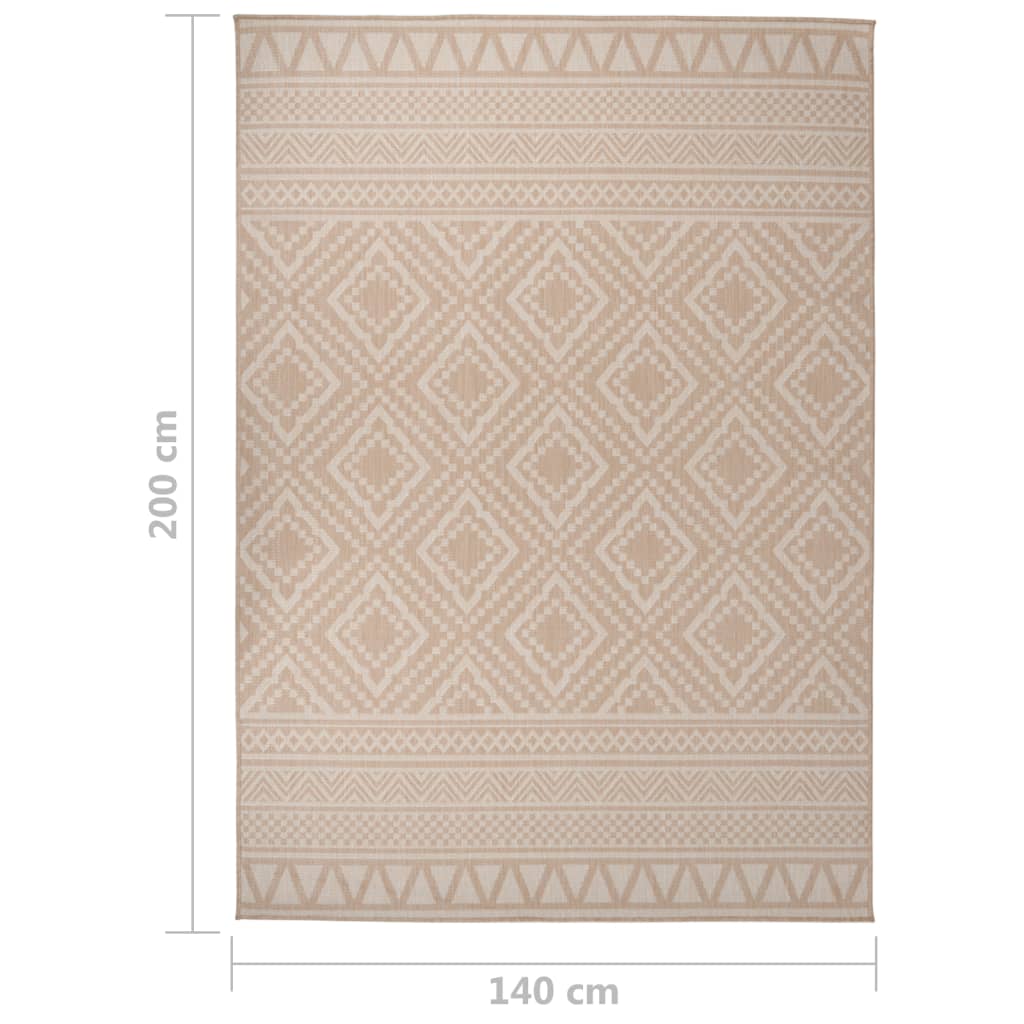 vidaXL Tapete de tecido plano p/ exterior 140x200 cm riscas castanhas