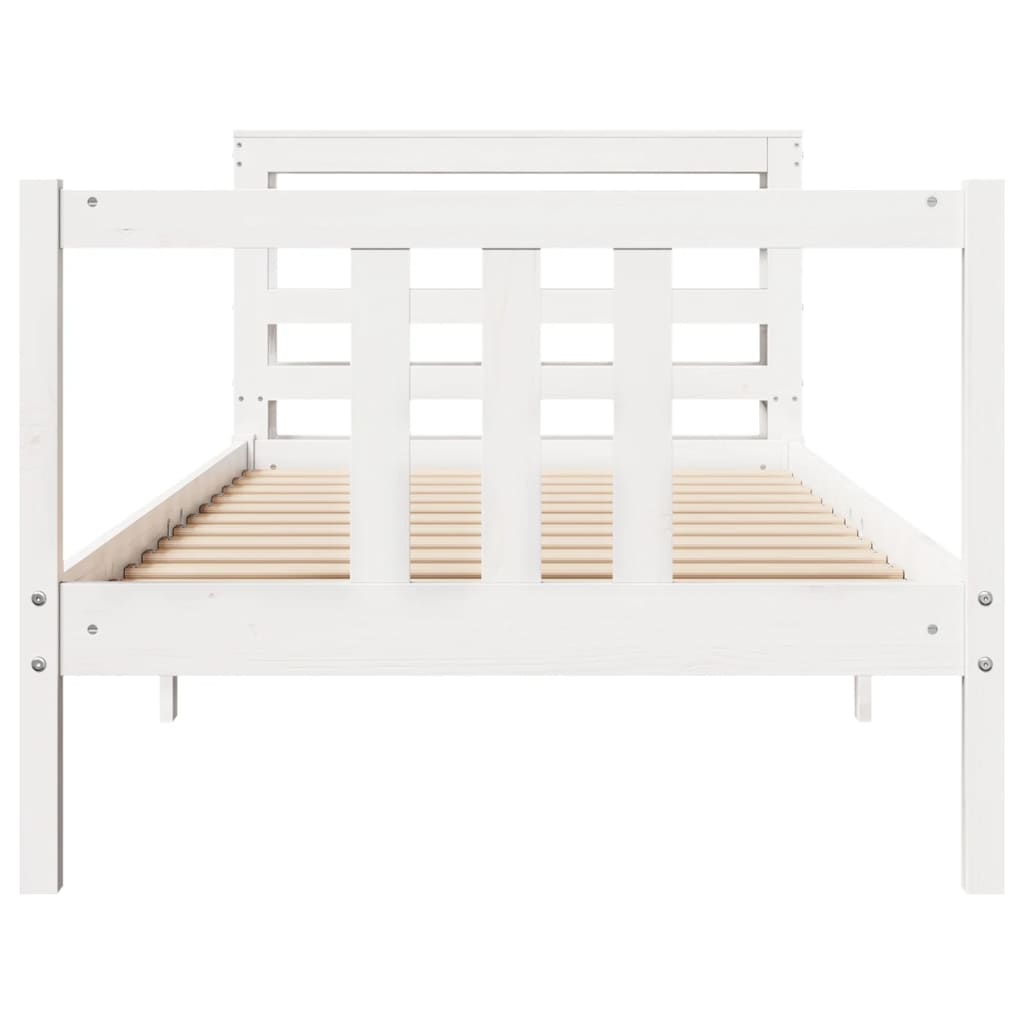 vidaXL Estrutura de cama com cabeceira 100x200cm pinho maciço branco