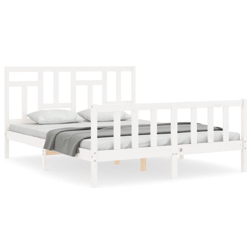 vidaXL Estrutura de cama com cabeceira 160x200 cm madeira maciça