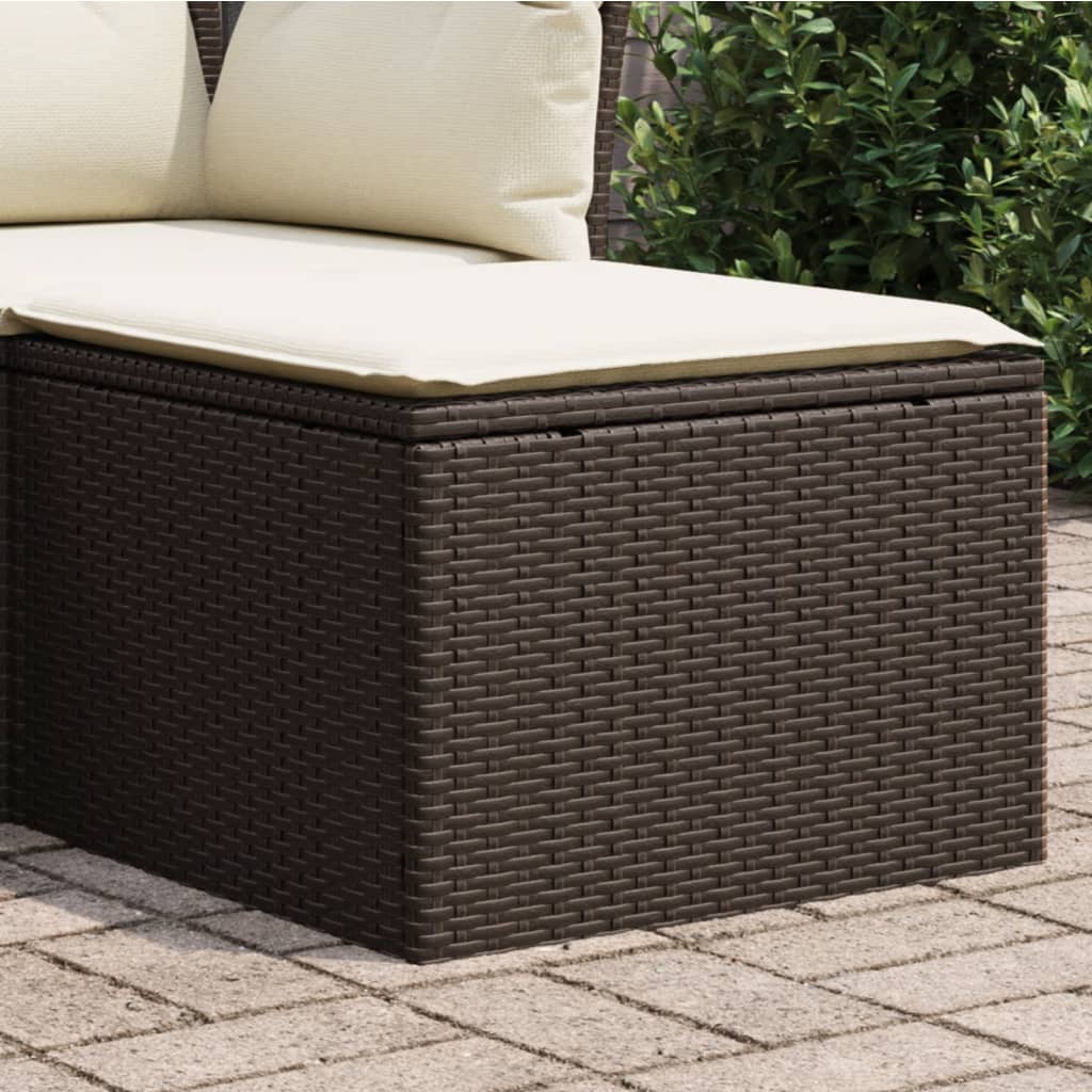 vidaXL Banco de jardim com almofadão 55x55x37 cm vime PE castanho