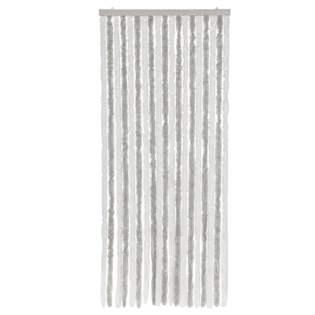 vidaXL Cortina anti-insetos 56x185 cm chenille cinzento e branco