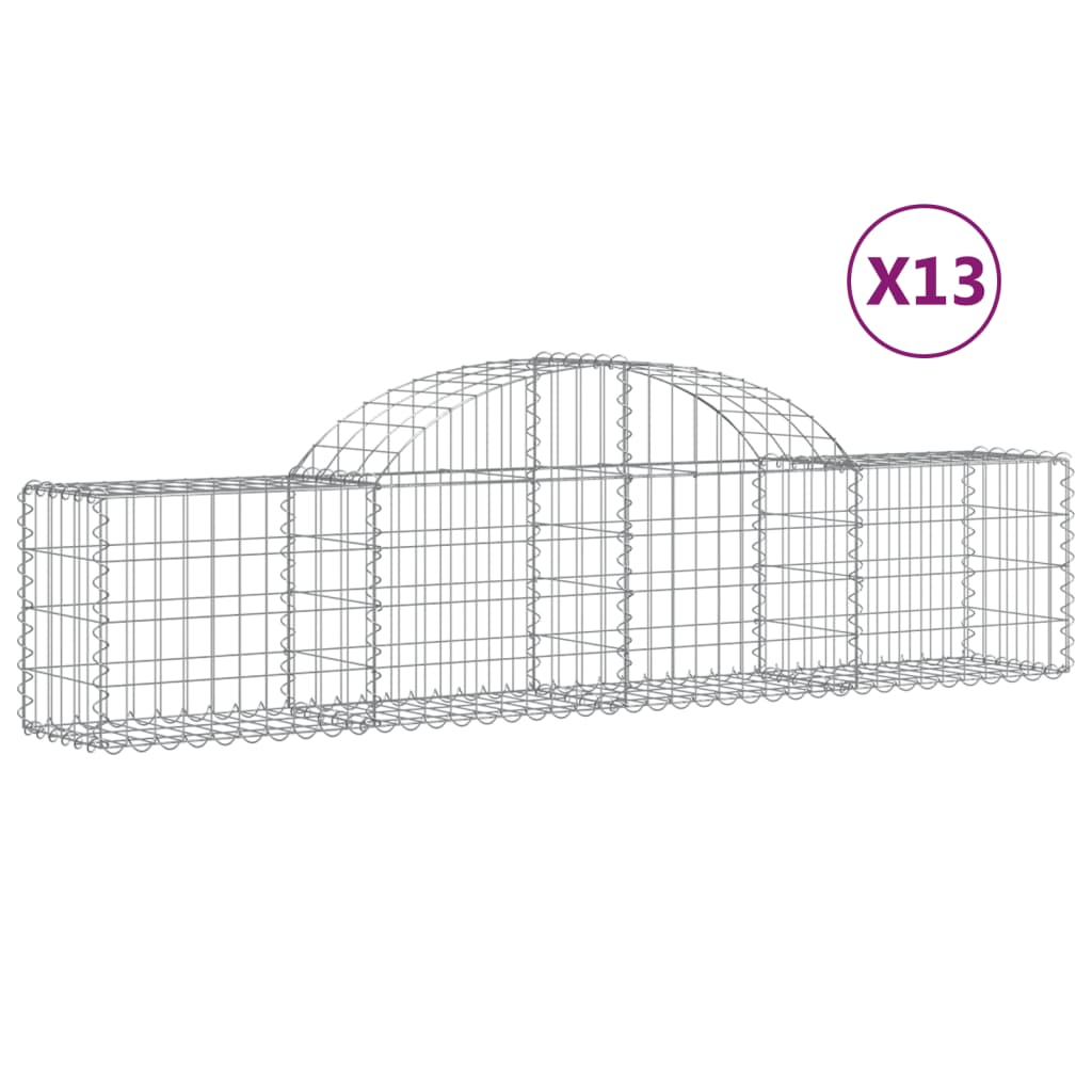 vidaXL Cestos gabião arqueados 13pcs 200x30x40/60 cm ferro galvanizado