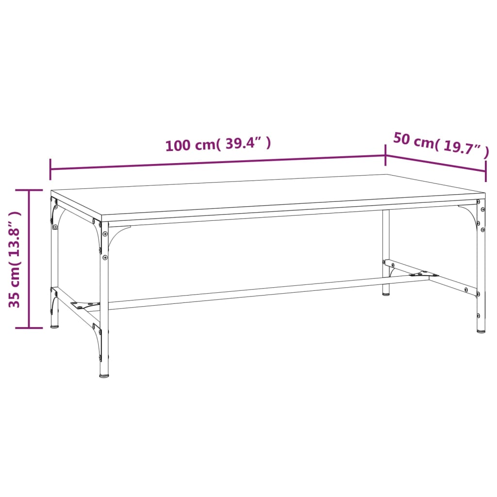 vidaXL Mesa de centro 100x50x35 cm derivados de madeira cinza sonoma