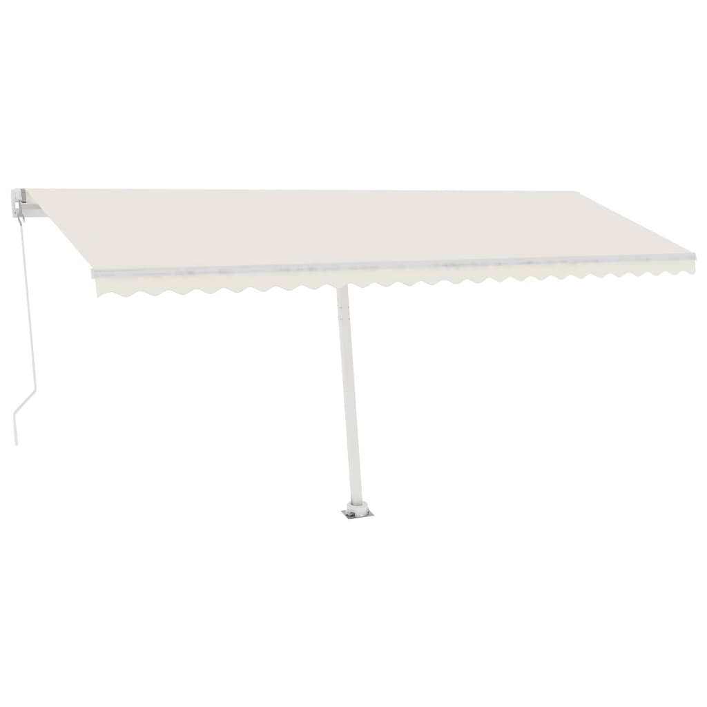 vidaXL Toldo retrátil manual com LED 500x350 cm cor creme