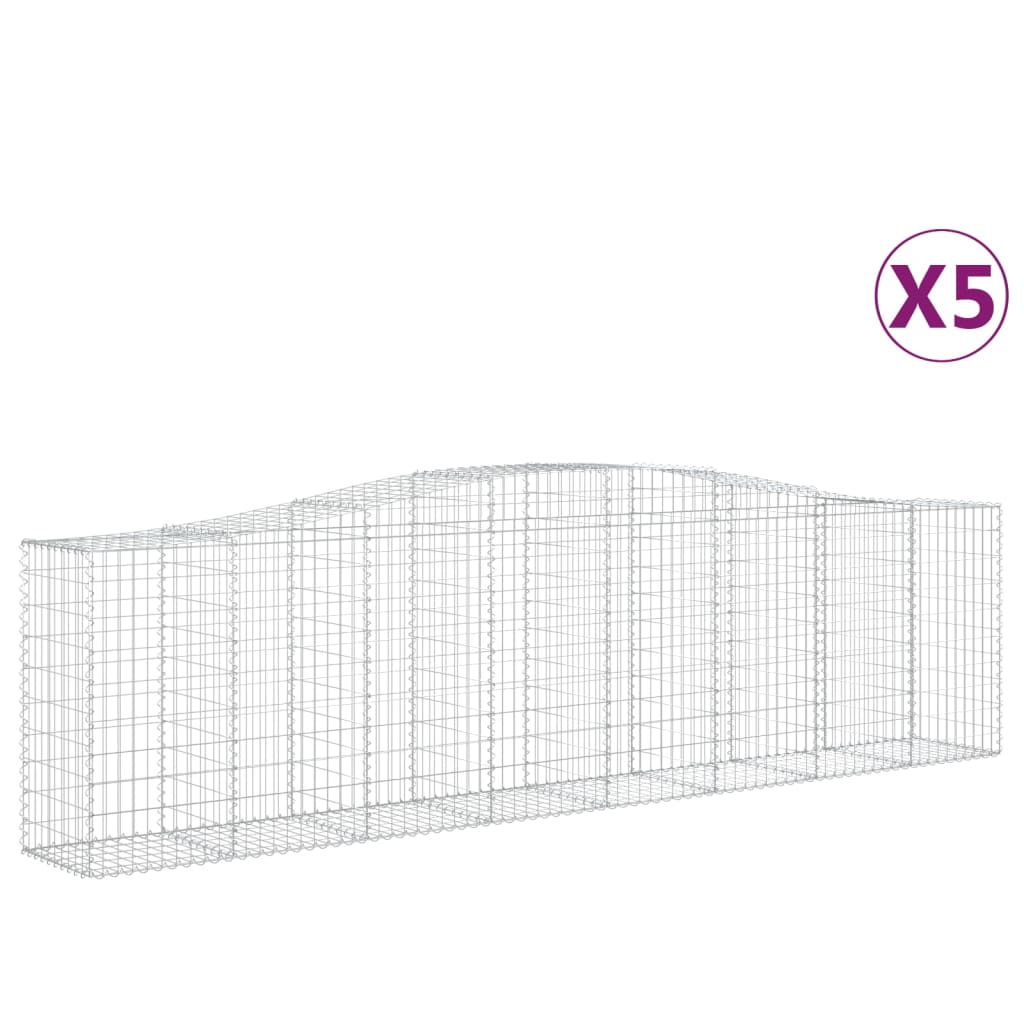 vidaXL Cestos gabião arqueados 5pcs 400x50x100/120cm ferro galvanizado