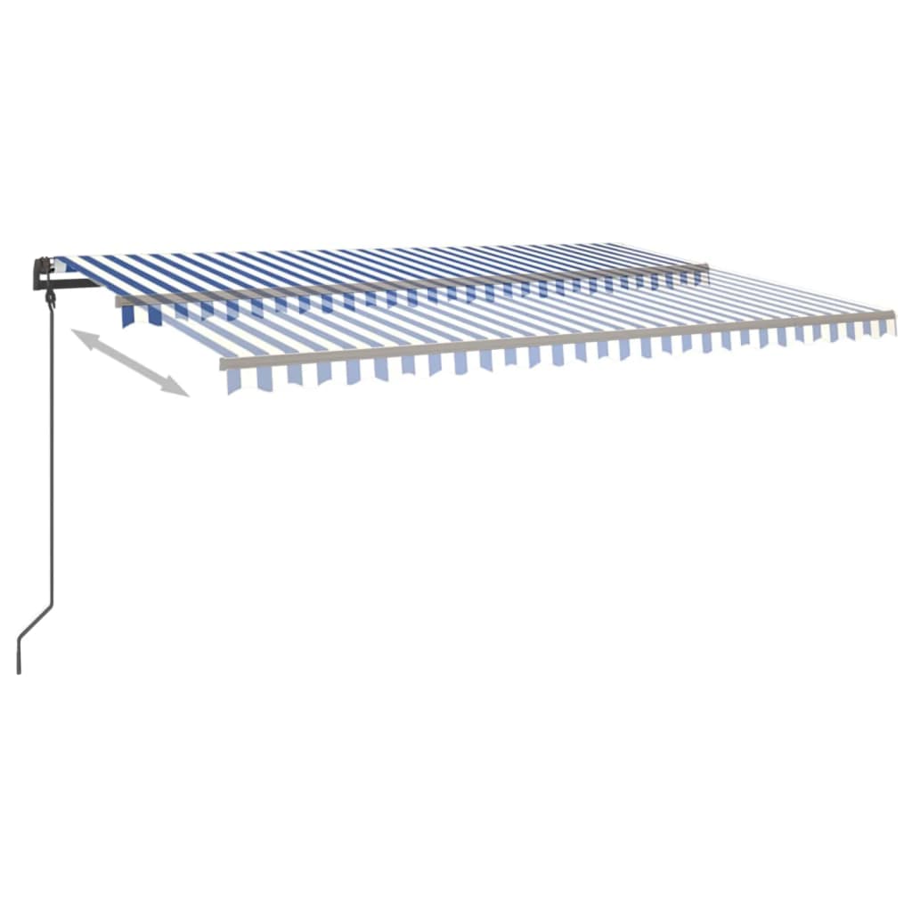 vidaXL Toldo automático c/ LED e sensor de vento 6x3,5 m azul e branco