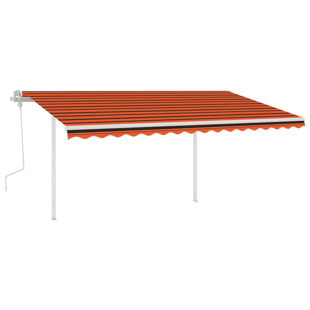 vidaXL Toldo retrátil manual com postes 4,5x3 m laranja e castanho