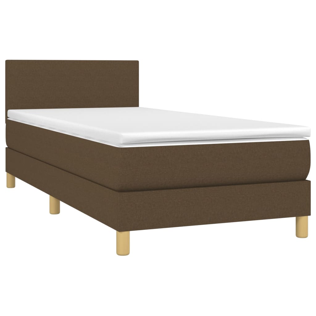 vidaXL Cama com molas/colchão 90x190 cm tecido castanho-escuro