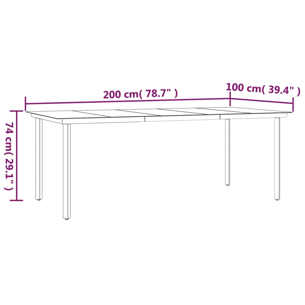 vidaXL 9 pcs conjunto de jantar p/ jardim com almofadões vime PE e aço