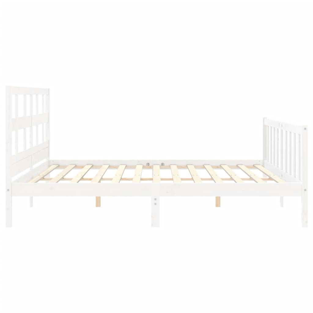 vidaXL Estrutura de cama com cabeceira 200x200cm madeira maciça branco